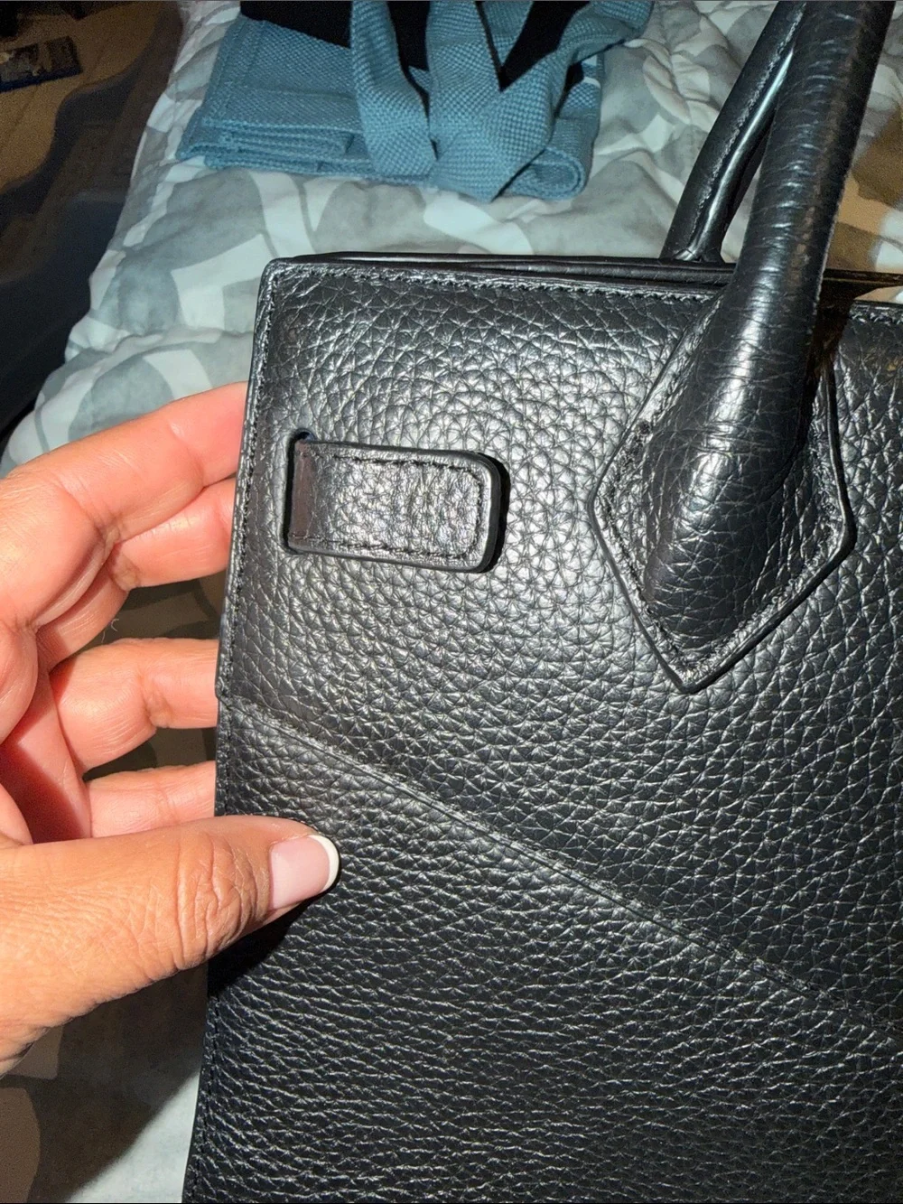 Black Leather Structured Tote
